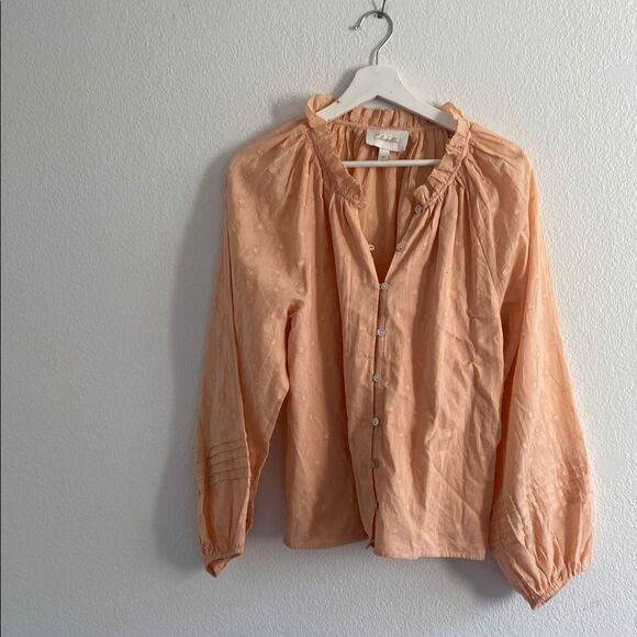 Cleobella Peach Button-Up Blouse Medium - Picture 1 of 8